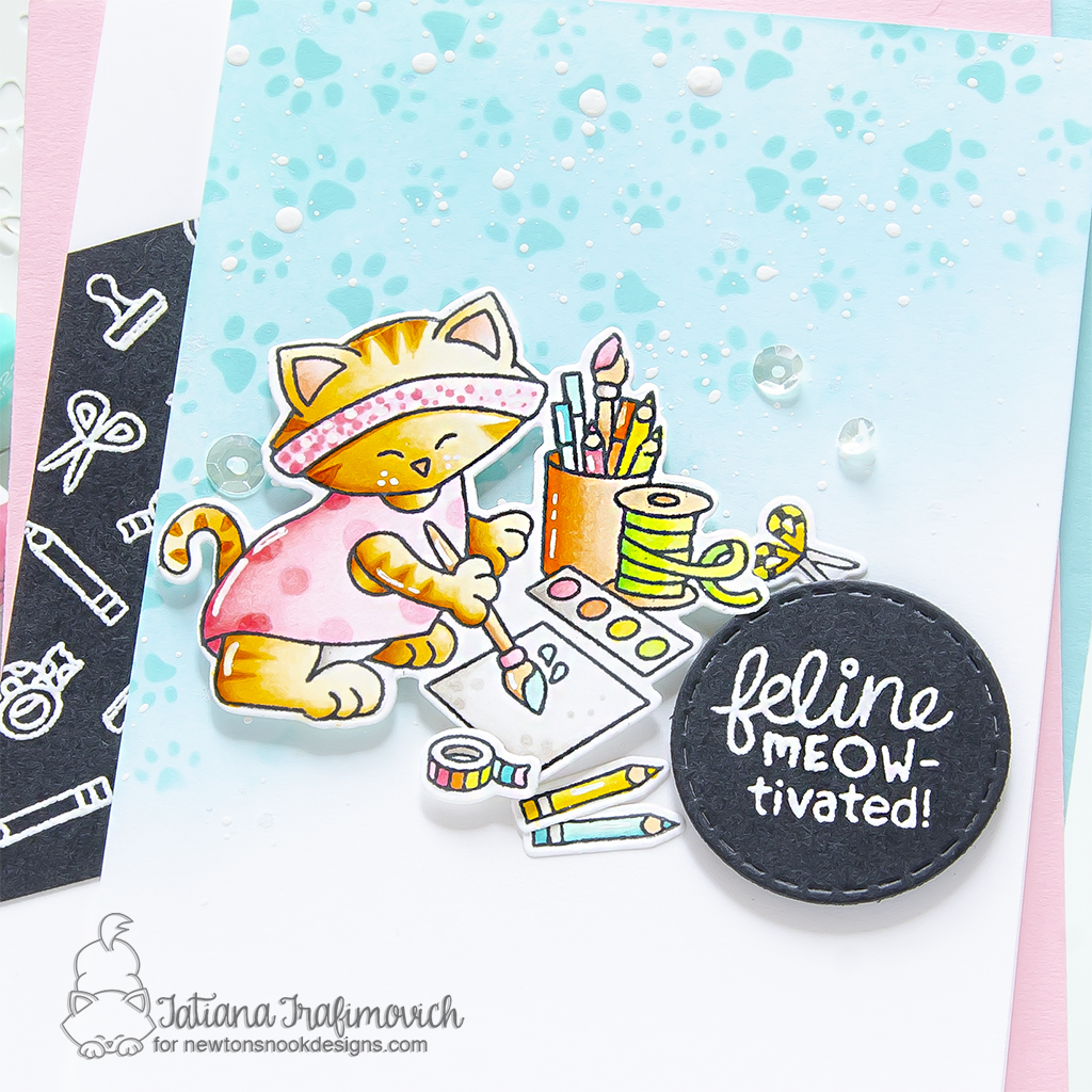 Feline MEOW-tivated! #handmade card by Tatiana Trafimovich #tatianagraphicdesign #tatianacraftandart - Newton's Crafty Cardio stamp set by Newton's Nook Designs #newtonsnook