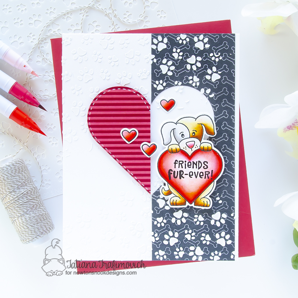 Friends FUR-ever! #handmade card by Tatiana Trafimovich #tatianagraphicdesign #tatianacraftandart - Puppy Heart stamp set by Newton's Nook Designs #newtonsnook