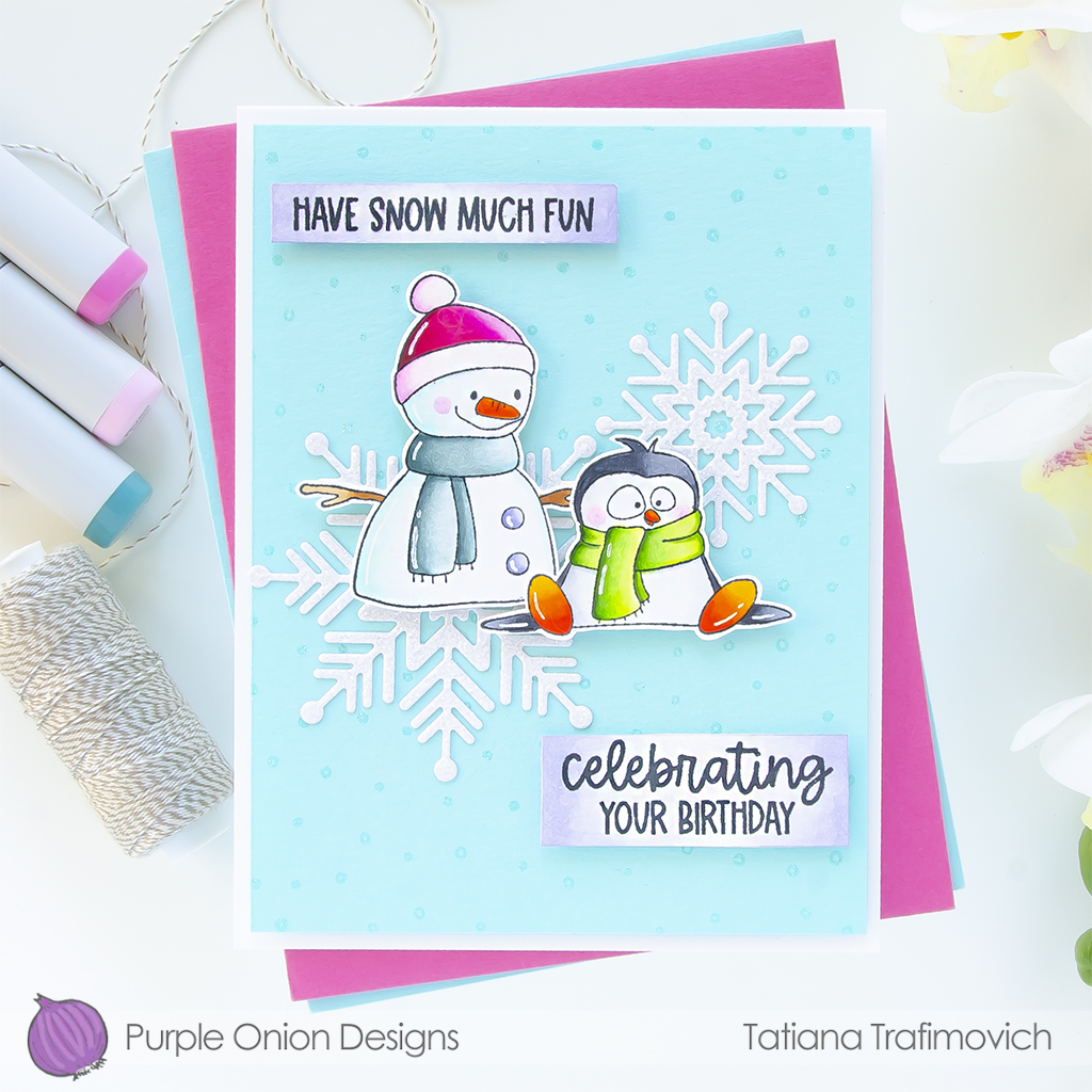 Winter Birthday #handmade card by Tatiana Trafimovich #tatianacraftandart #tatianagraphicdesign  - stamps by Purple Onion Designs #purpleoniondesigns