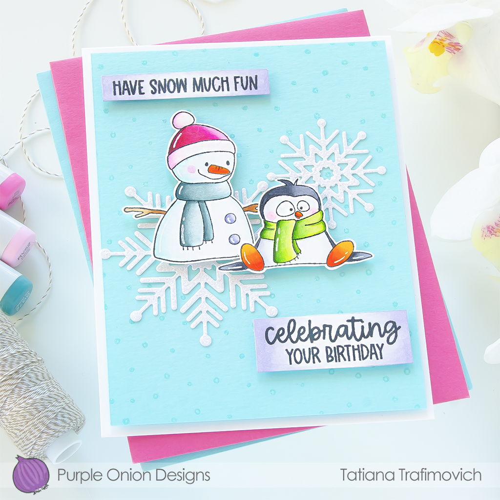 Winter Birthday #handmade card by Tatiana Trafimovich #tatianacraftandart #tatianagraphicdesign - stamps by Purple Onion Designs #purpleoniondesigns