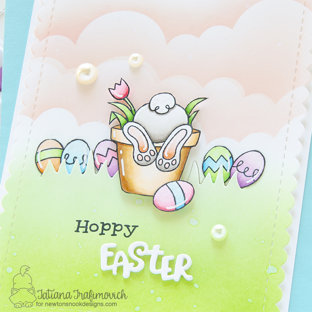 Hoppy Easter #handmade card by Tatiana Trafimovich #tatianagraphicdesign #tatianacraftandart - Bunny Hop stamp set by Newton's Nook Designs #newtonsnook