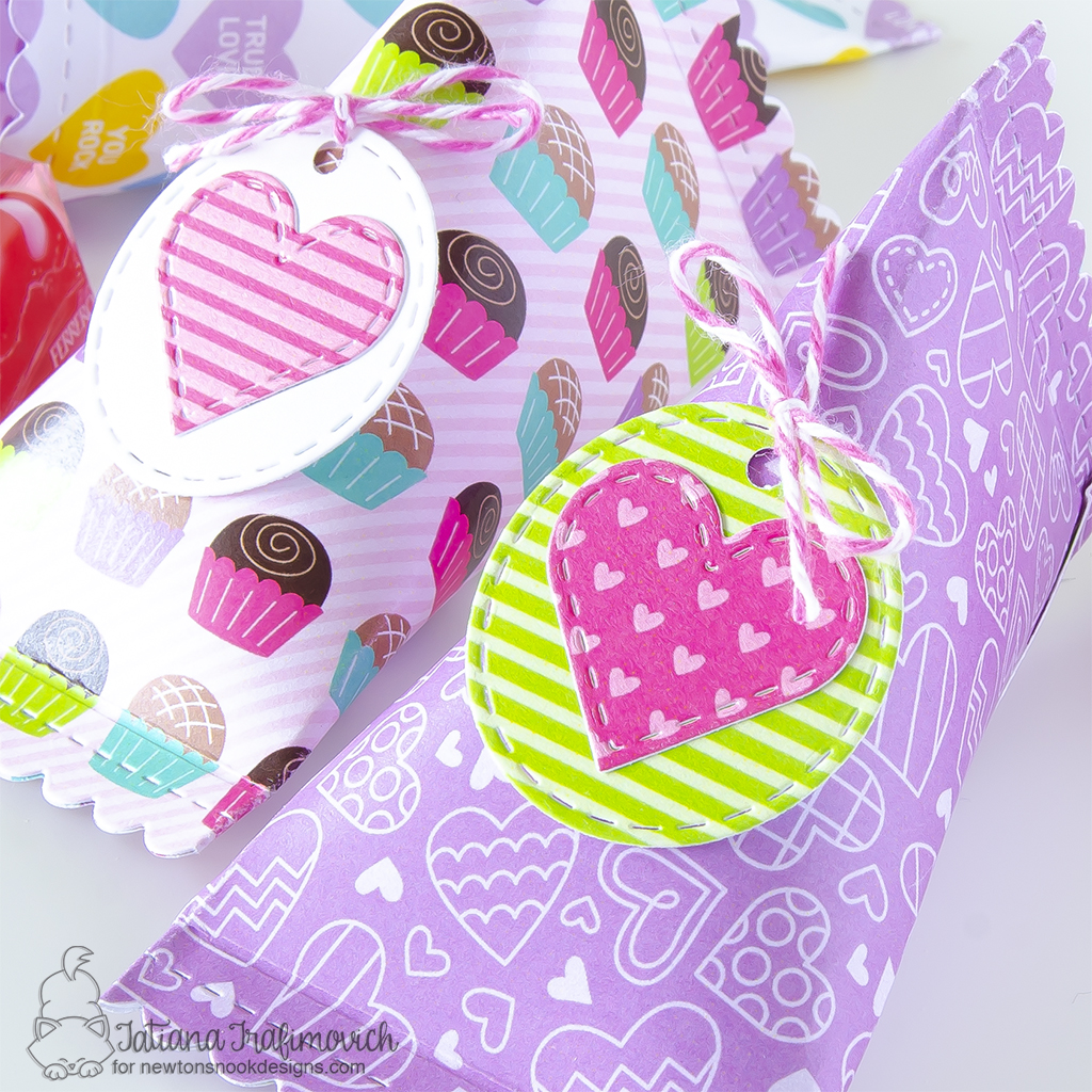 Valentine's Day Sweet Treats #handmade sour cream containers by Tatiana Trafimovich #tatianagraphicdesign #tatianacraftandart - dies and pattern paper by Newton's Nook Designs #newtonsnook