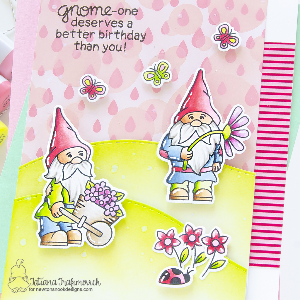 GNOME-one Deserve Better Birthday Than You #handmade card by Tatiana Trafimovich #tatianagraphicdesign #tatianacraftandart - Gnome Garden stamp set by Newton's Nook Designs #newtonsnook