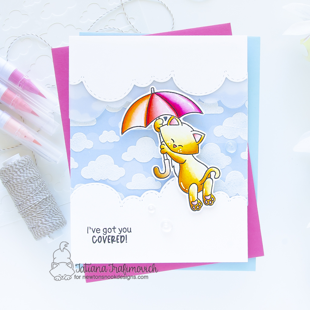 I've Got You Covered! #handmade card by Tatiana Trafimovich #tatianagraphicdesign #tatianacraftandart - Newton's Umbrella stamp set by Newton's Nook Designs #newtonsnook