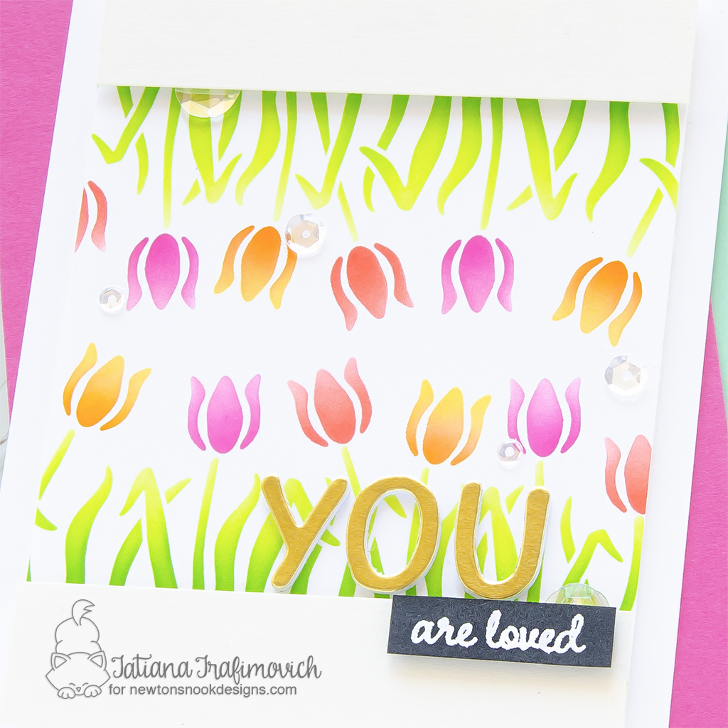 You Are Loved #handmade card by Tatiana Trafimovich #tatianagraphicdesign #tatianacraftandart - Spring Garden Line Stencil by Newton's Nook Designs #newtonsnook