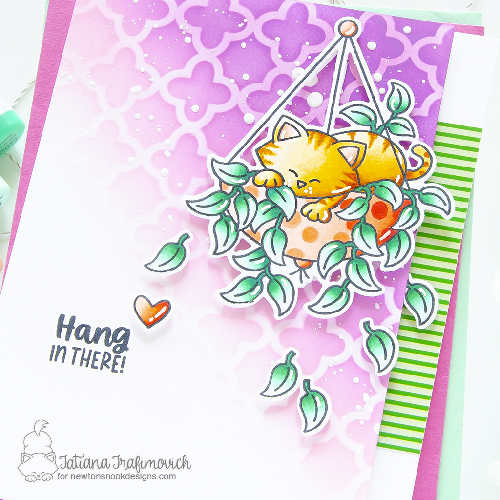 Hang In There #handmade card by Tatiana Trafimovich #tatianagraphicdesign #tatianacraftandart - Newton's Hanging Basket stamp set by Newton's Nook Designs #newtonsnook