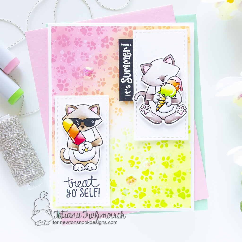 It's Summer! Treat Yo'self! #handmade card by Tatiana Trafimovich #tatianagraphicdesign #tatianacraftandart - Newton's Summer Treats stamp set by Newton's Nook Designs #newtonsnook