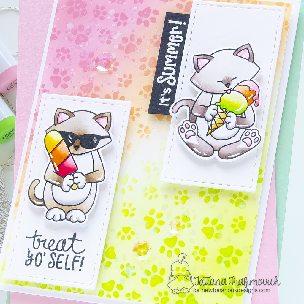 It's Summer! Treat Yo'self! #handmade card by Tatiana Trafimovich #tatianagraphicdesign #tatianacraftandart - Newton's Summer Treats stamp set by Newton's Nook Designs #newtonsnook