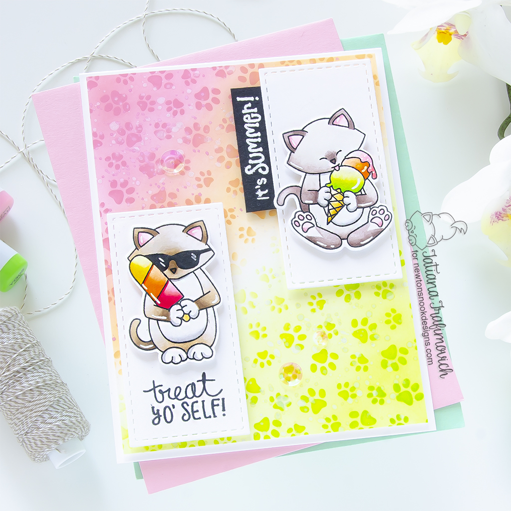 It's Summer! Treat Yo'self! #handmade card by Tatiana Trafimovich #tatianagraphicdesign #tatianacraftandart - Newton's Summer Treats stamp set by Newton's Nook Designs #newtonsnook