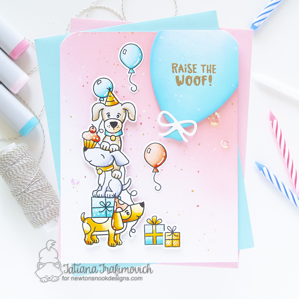 Raise The Woof #handmade card by Tatiana Trafimovich #tatianagraphicdesign #tatianacraftandart - Birthday Barks stamp set by Newton's Nook Designs #newtonsnook