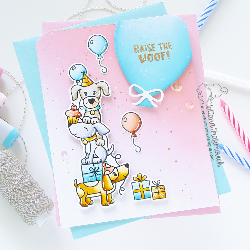 Raise The Woof #handmade card by Tatiana Trafimovich #tatianagraphicdesign #tatianacraftandart - Birthday Barks stamp set by Newton's Nook Designs #newtonsnook