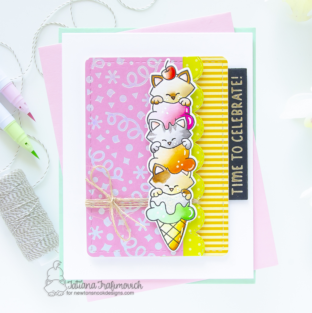 Time To Celebrate #handmade card by Tatiana Trafimovich #tatianagraphicdesign #tatianacraftandart - Newton's Birthday Delights stamp set by Newton's Nook Designs #newtonsnook