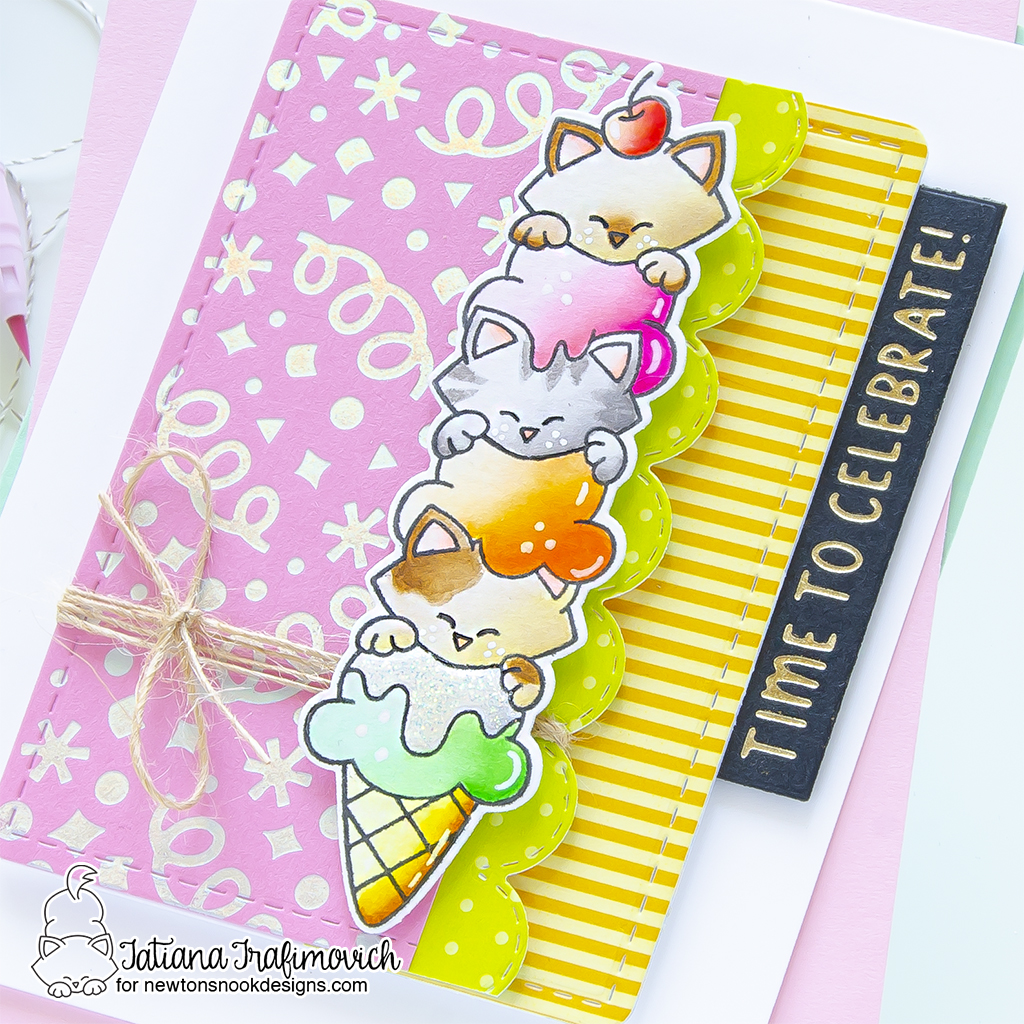 Time To Celebrate #handmade card by Tatiana Trafimovich #tatianagraphicdesign #tatianacraftandart - Newton's Birthday Delights stamp set by Newton's Nook Designs #newtonsnook