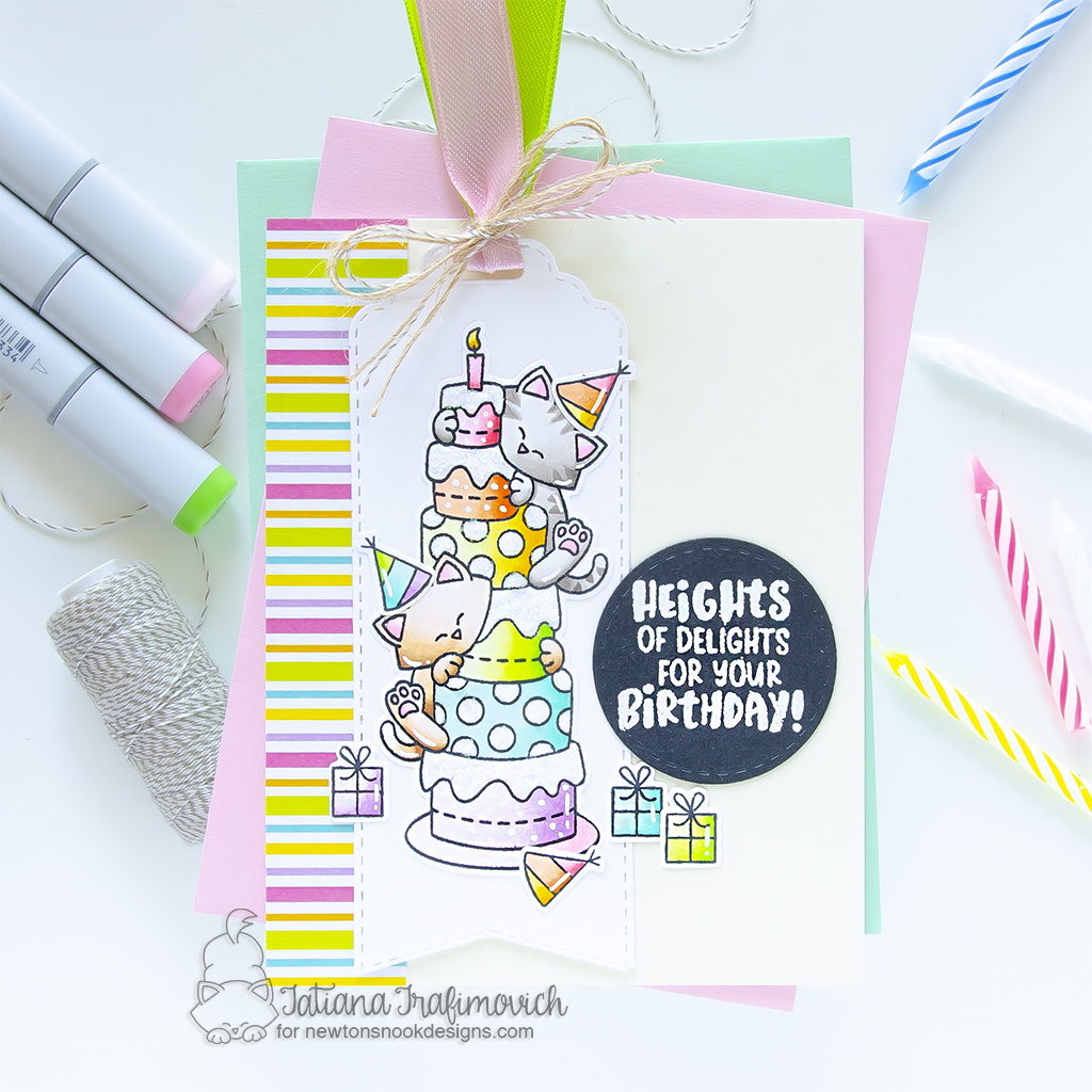 Heights of Delights on Your Birthday #handmade card by Tatiana Trafimovich #tatianagraphicdesign #tatianacraftandart - Newton's Birthday Delights stamp set by Newton's Nook Designs #newtonsnook