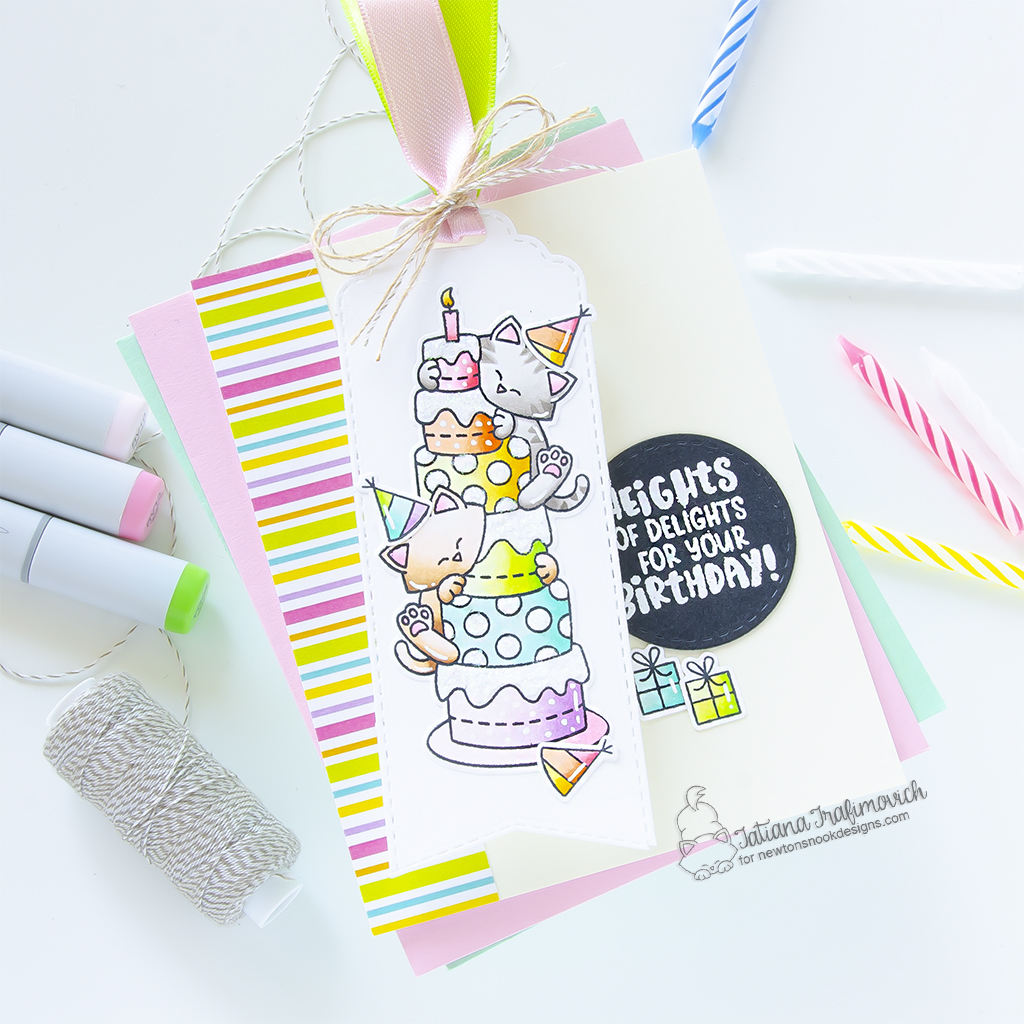 Heights of Delights on Your Birthday #handmade card by Tatiana Trafimovich #tatianagraphicdesign #tatianacraftandart - Newton's Birthday Delights stamp set by Newton's Nook Designs #newtonsnook