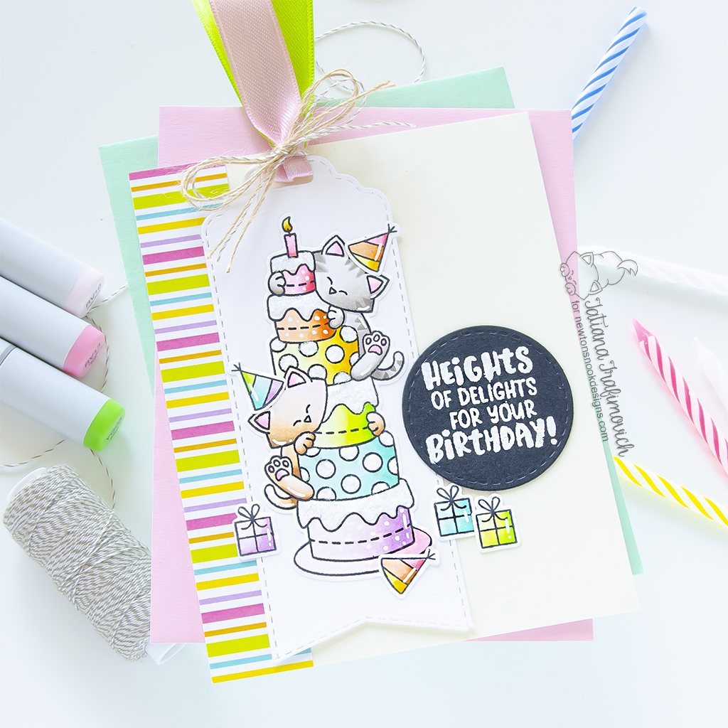 Heights of Delights on Your Birthday #handmade card by Tatiana Trafimovich #tatianagraphicdesign #tatianacraftandart - Newton's Birthday Delights stamp set by Newton's Nook Designs #newtonsnook