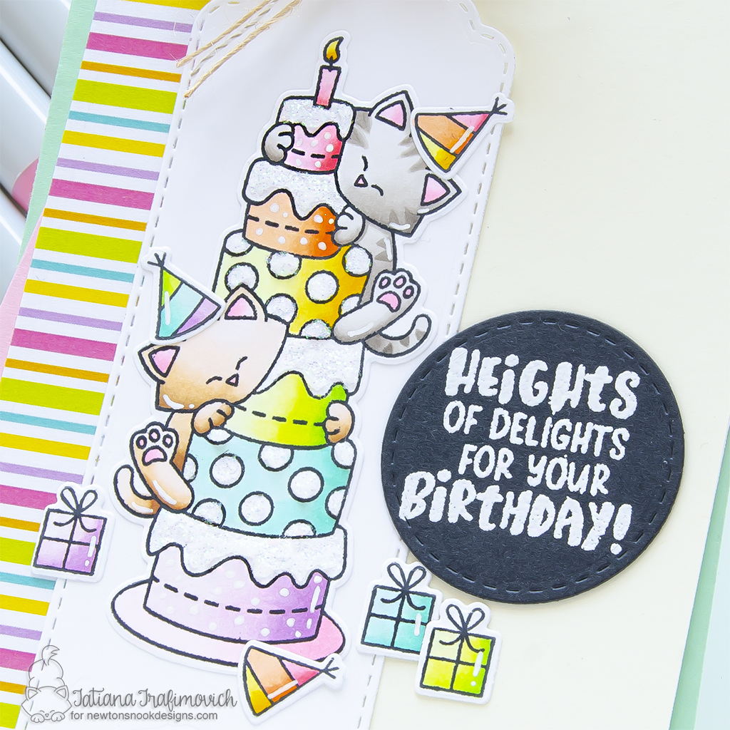 Heights of Delights on Your Birthday #handmade card by Tatiana Trafimovich #tatianagraphicdesign #tatianacraftandart - Newton's Birthday Delights stamp set by Newton's Nook Designs #newtonsnook