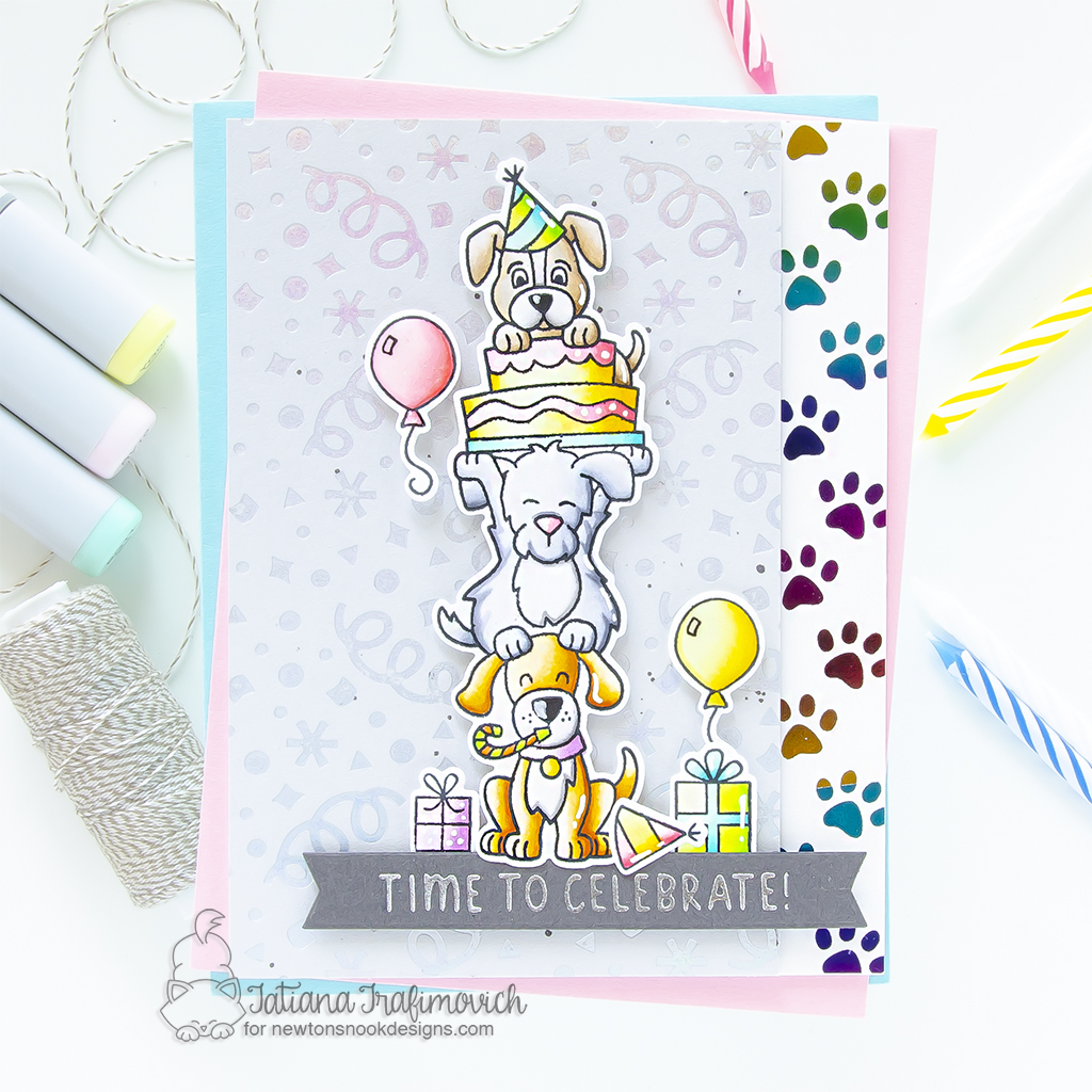 Time To Celebrate #handmade card by Tatiana Trafimovich #tatianagraphicdesign #tatianacraftandart - Birthday Barks stamp set by Newton's Nook Designs #newtonsnook