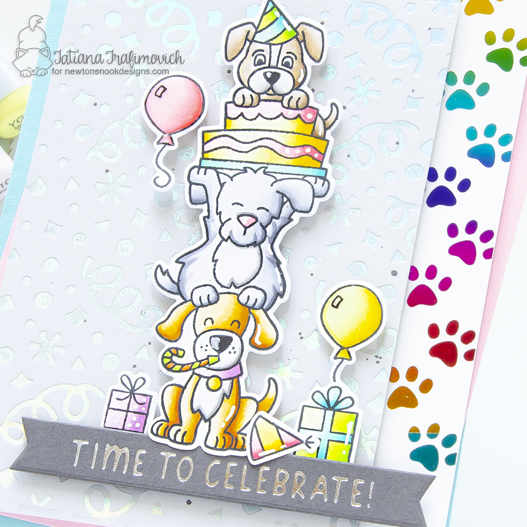 Time To Celebrate #handmade card by Tatiana Trafimovich #tatianagraphicdesign #tatianacraftandart - Birthday Barks stamp set by Newton's Nook Designs #newtonsnook