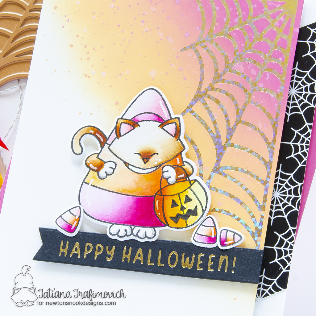 Happy Halloween #handmade card by Tatiana Trafimovich #tatianagraphicdesign #tatianacraftandart - Candy Corn Newton stamp set by Newton's Nook Designs #newtonsnook