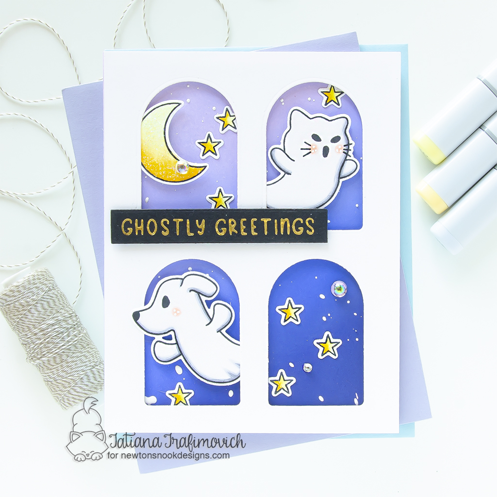 Ghostly Greetings Halloween #handmade card by Tatiana Trafimovich #tatianagraphicdesign #tatianacraftandart - Ghostly Good Times stamp set by Newton's Nook Designs #newtonsnook