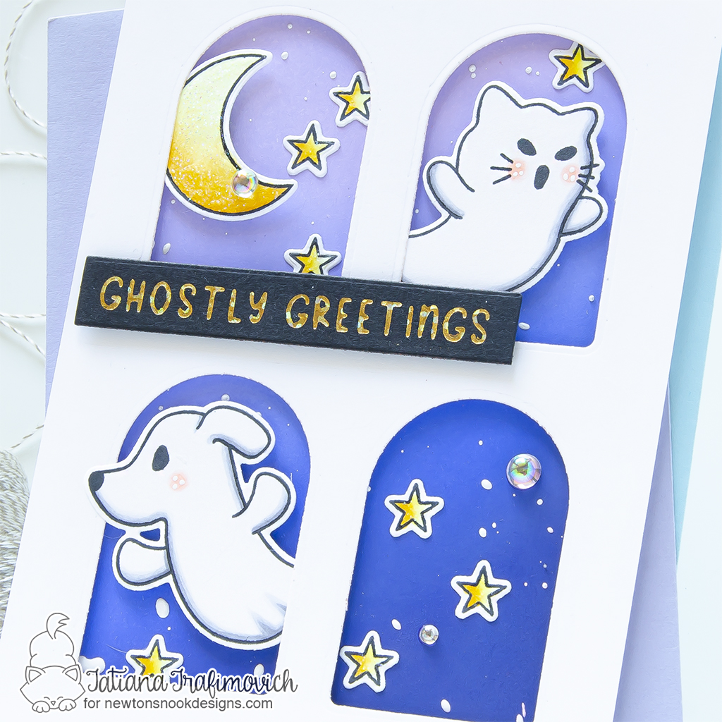 Ghostly Greetings Halloween #handmade card by Tatiana Trafimovich #tatianagraphicdesign #tatianacraftandart - Ghostly Good Times stamp set by Newton's Nook Designs #newtonsnook