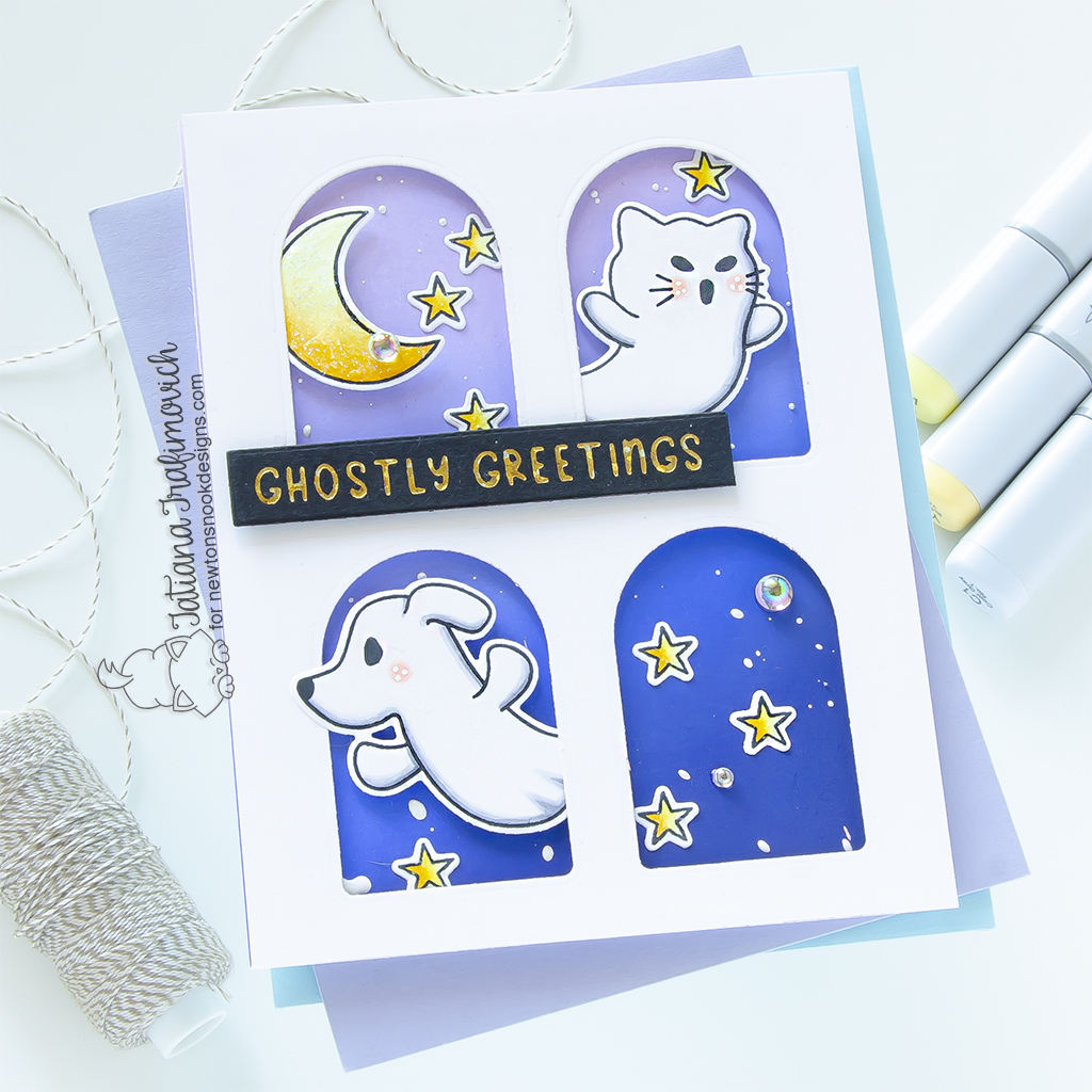 Ghostly Greetings Halloween #handmade card by Tatiana Trafimovich #tatianagraphicdesign #tatianacraftandart - Ghostly Good Times stamp set by Newton's Nook Designs #newtonsnook