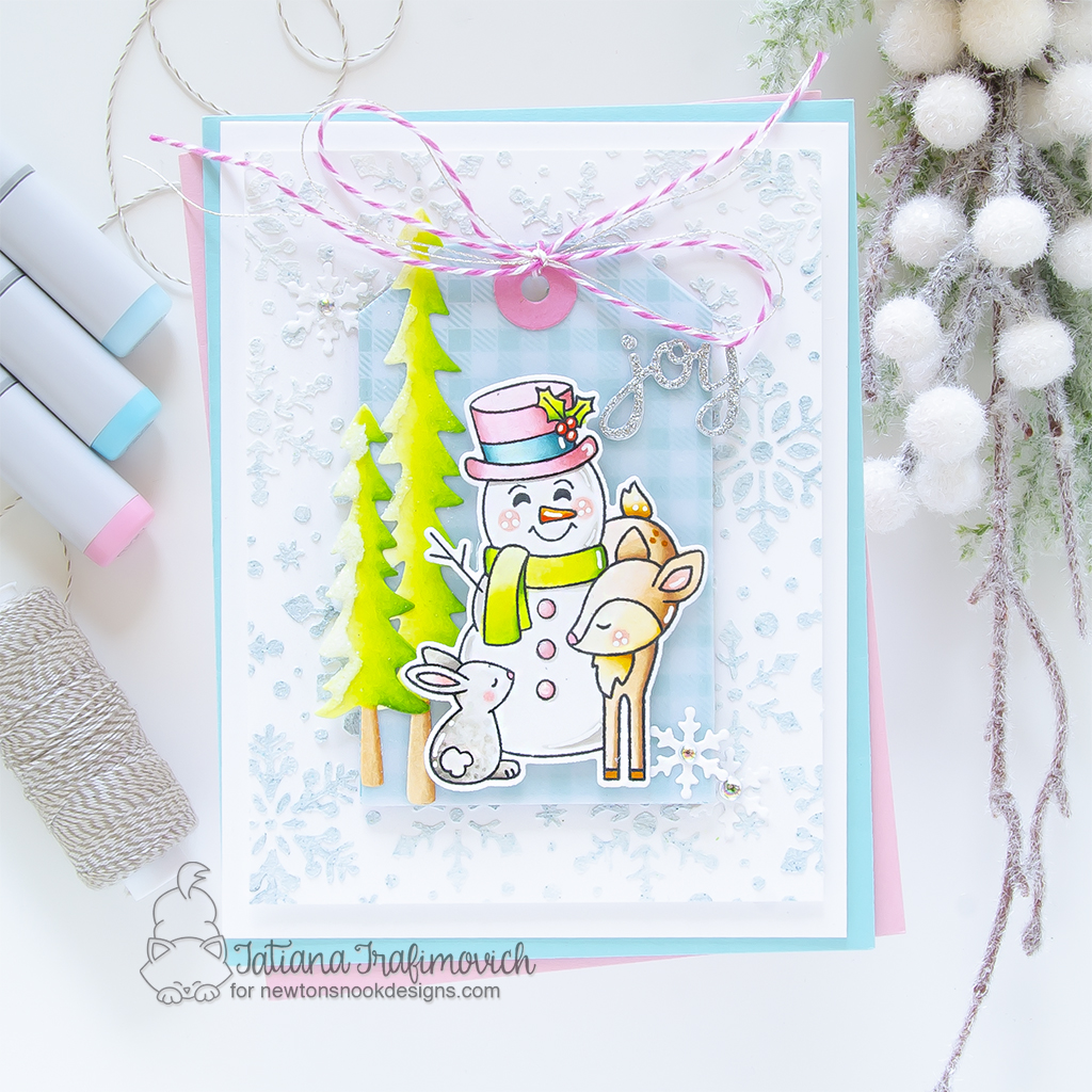 Joy #handmade Holiday card by Tatiana Trafimovich #tatianagraphicdesign #tatianacraftandart - Festive Fawns stamp set by Newton's Nook Designs #newtonsnook