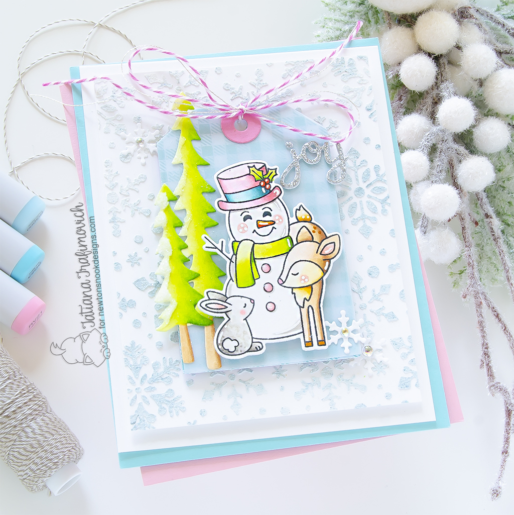Joy #handmade Holiday card by Tatiana Trafimovich #tatianagraphicdesign #tatianacraftandart - Festive Fawns stamp set by Newton's Nook Designs #newtonsnook