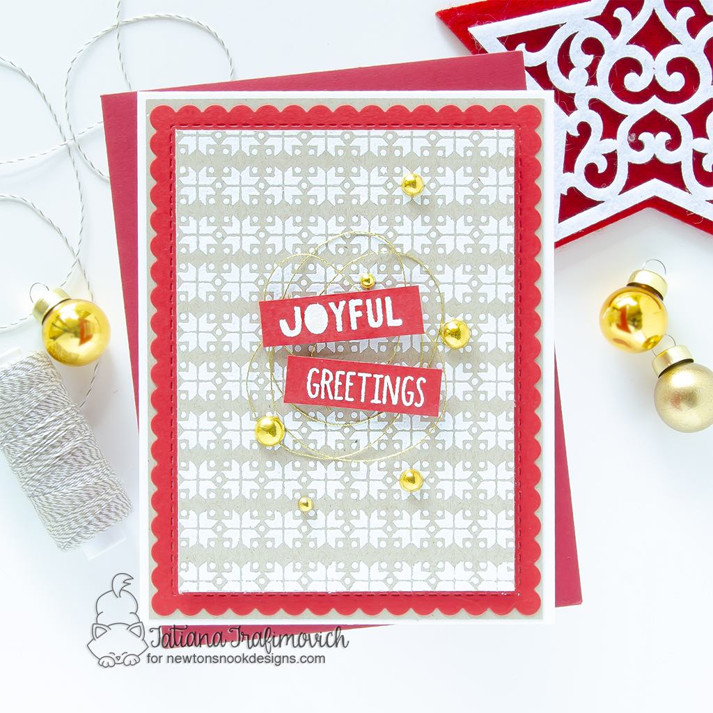 Joyful Greetings #handmade holiday card by Tatiana Trafimovich #tatianagraphicdesign #tatianacraftandart - Scandi Christmas Stam Set by Newton's Nook Designs #newtonsnook