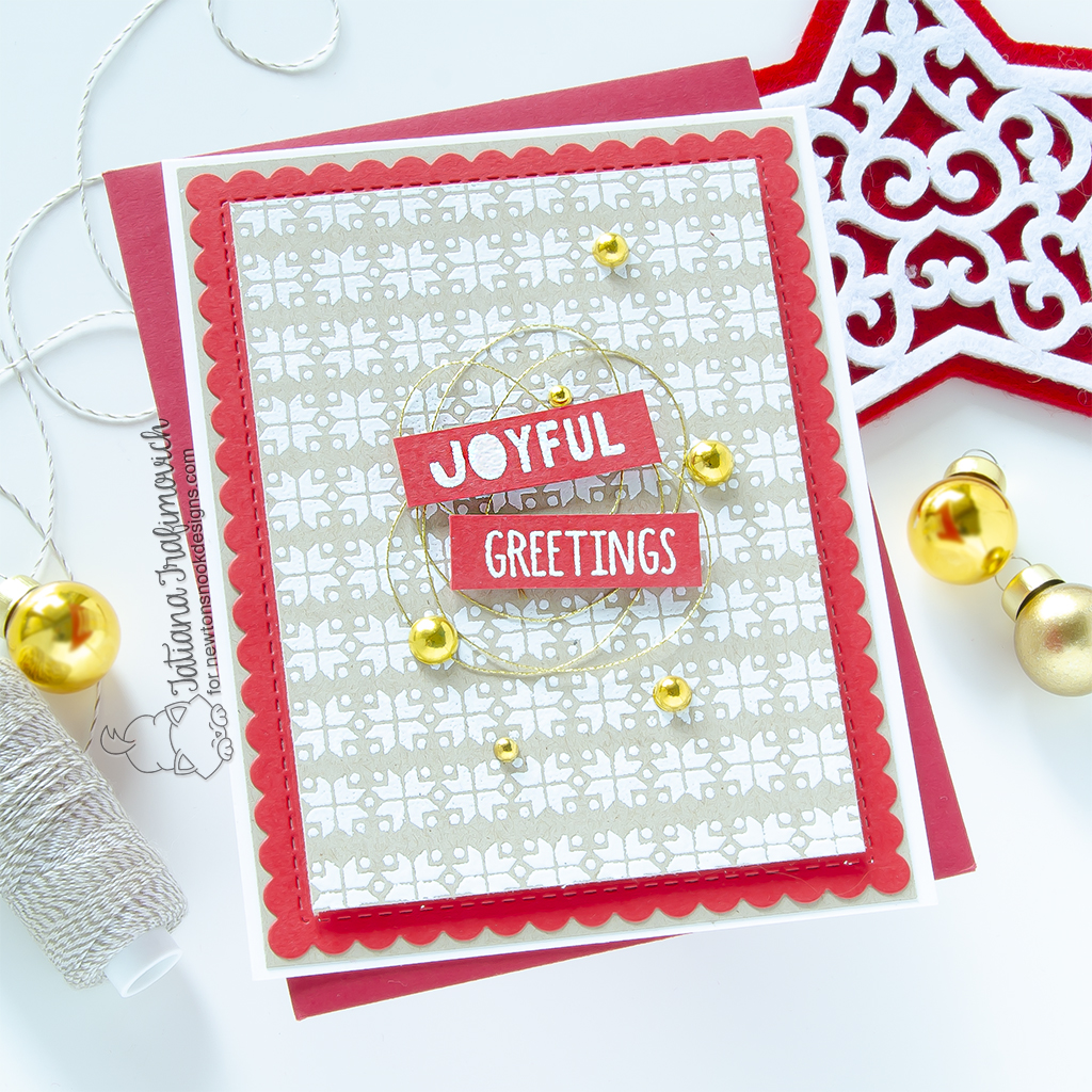 Joyful Greetings #handmade holiday card by Tatiana Trafimovich #tatianagraphicdesign #tatianacraftandart - Scandi Christmas Stam Set by Newton's Nook Designs #newtonsnook