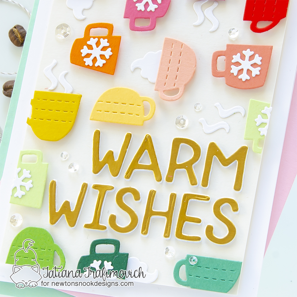 Warm Wishes #handmade holiday card by Tatiana Trafimovich #tatianagraphicdesign #tatianacraftandart - Coffee Silhouettes Die Set by Newton's Nook Designs #newtonsnook