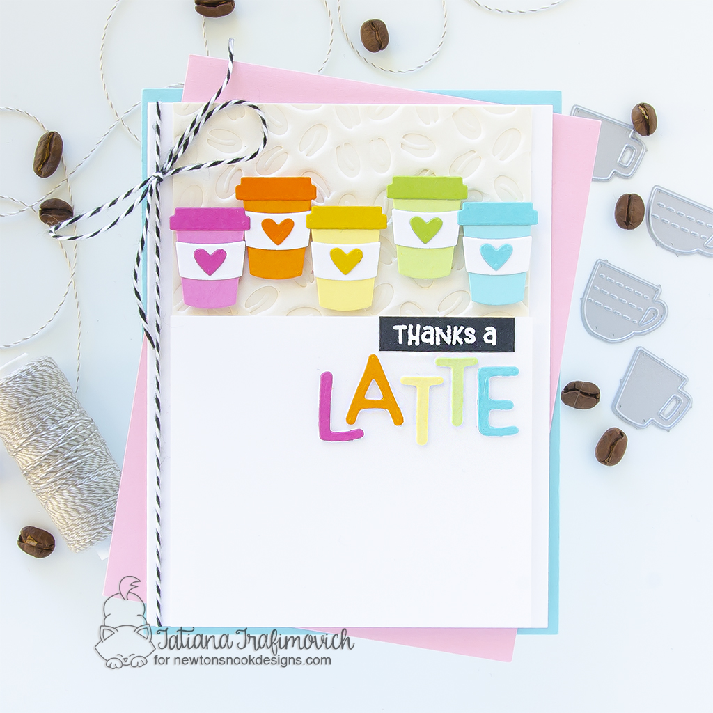 Thank A Latte #handmade coffee card by Tatiana Trafimovich #tatianagraphicdesign #tatianacraftandart - Coffee Silhouettes Die Set by Newton's Nook Designs #newtonsnook