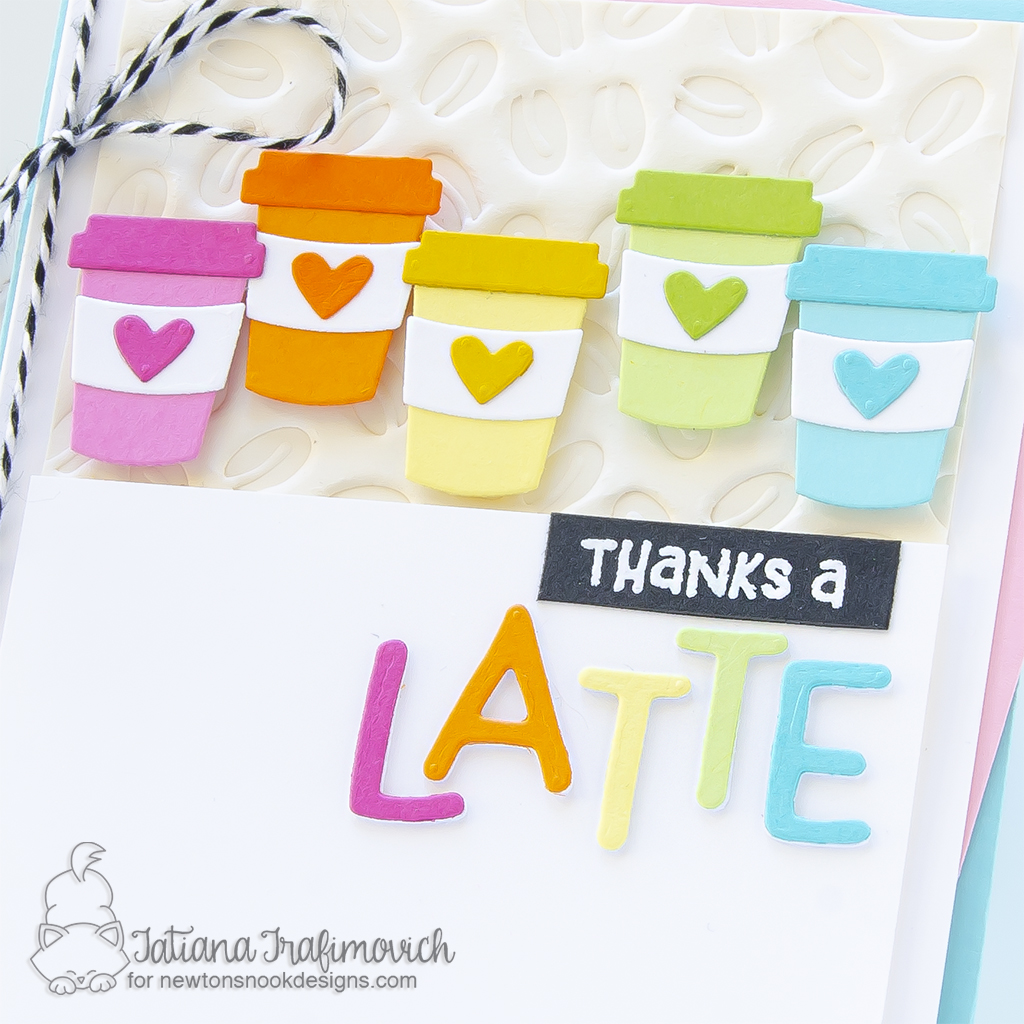 Thank A Latte #handmade coffee card by Tatiana Trafimovich #tatianagraphicdesign #tatianacraftandart - Coffee Silhouettes Die Set by Newton's Nook Designs #newtonsnook