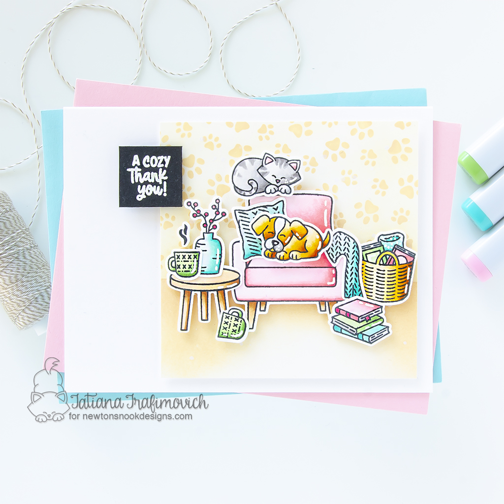 A Cozy Thank You! #handmade card by Tatiana Trafimovich #tatianagraphicdesign #tatianacraftandart - Cozy Home Stamp Set by Newton's Nook Designs #newtonsnook