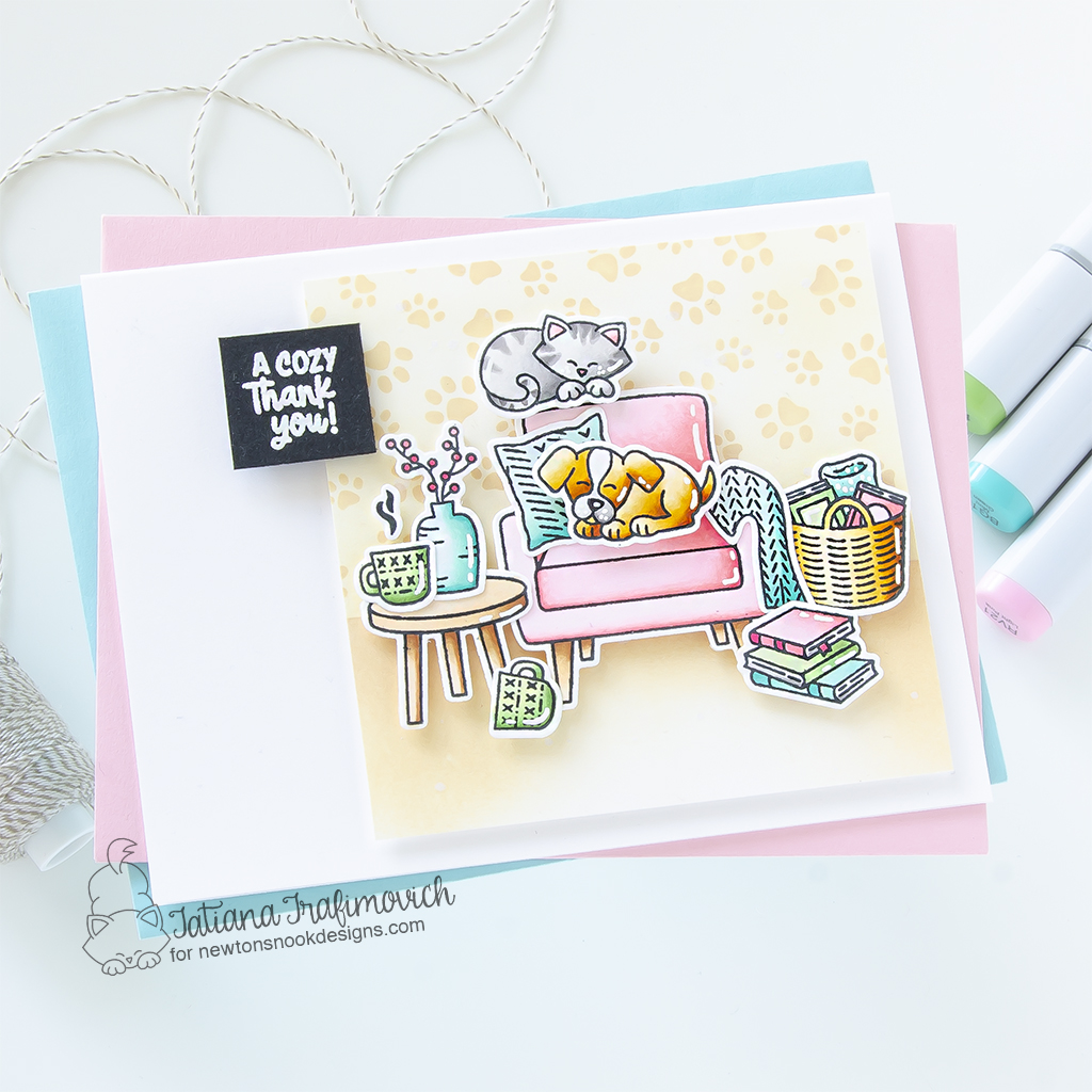 A Cozy Thank You! #handmade card by Tatiana Trafimovich #tatianagraphicdesign #tatianacraftandart - Cozy Home Stamp Set by Newton's Nook Designs #newtonsnook