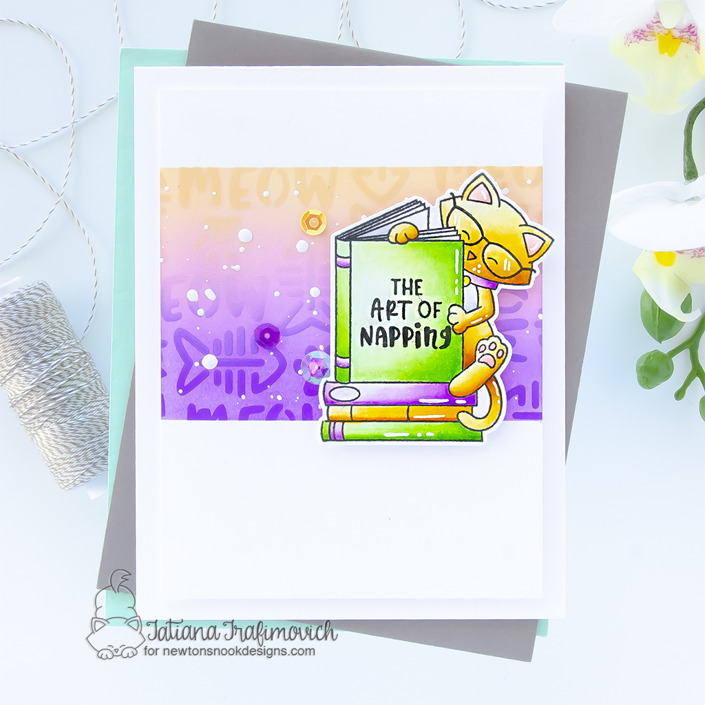 The Art Of Napping #handmade card by Tatiana Trafimovich #tatianagraphicdesign #tatianacraftandart - Newton's Reading List Stamp Set by Newton's Nook Designs #newtonsnook