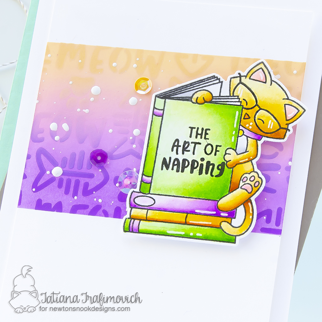 The Art Of Napping #handmade card by Tatiana Trafimovich #tatianagraphicdesign #tatianacraftandart - Newton's Reading List Stamp Set by Newton's Nook Designs #newtonsnook