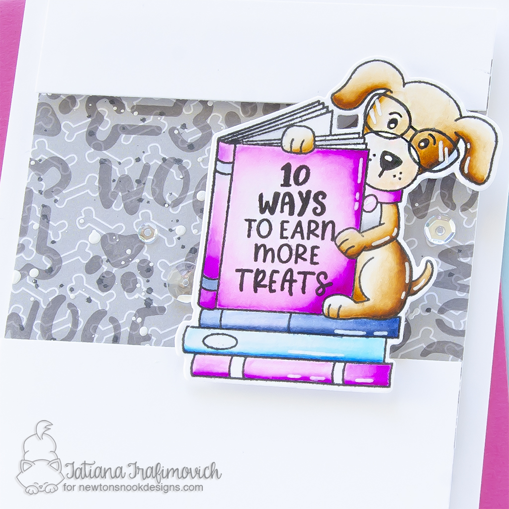 10 Ways To Earn More Treats #handmade card by Tatiana Trafimovich #tatianagraphicdesign #tatianacraftandart - Puppy's Reading List Stamp Set by Newton's Nook Designs #newtonsnook