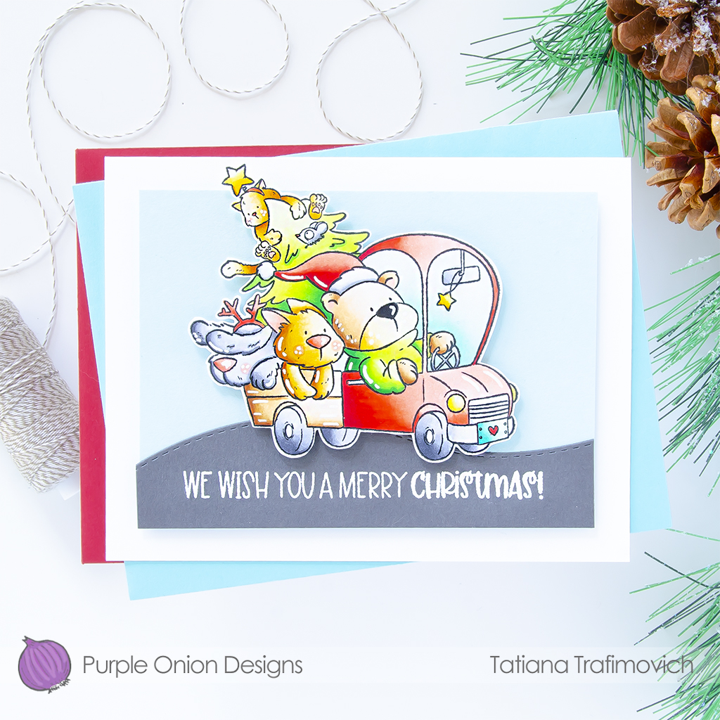 We Wish You A Merry Christmas! #handmade holiday card by Tatiana Trafimovich #tatianacraftandart #tatianagraphicdesign - stamps by Purple Onion Designs #purpleoniondesigns