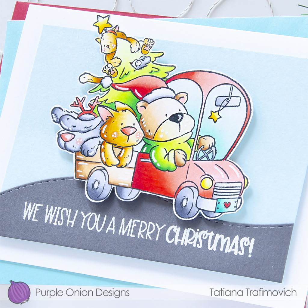 We Wish You A Merry Christmas! #handmade holiday card by Tatiana Trafimovich #tatianacraftandart #tatianagraphicdesign - stamps by Purple Onion Designs #purpleoniondesigns