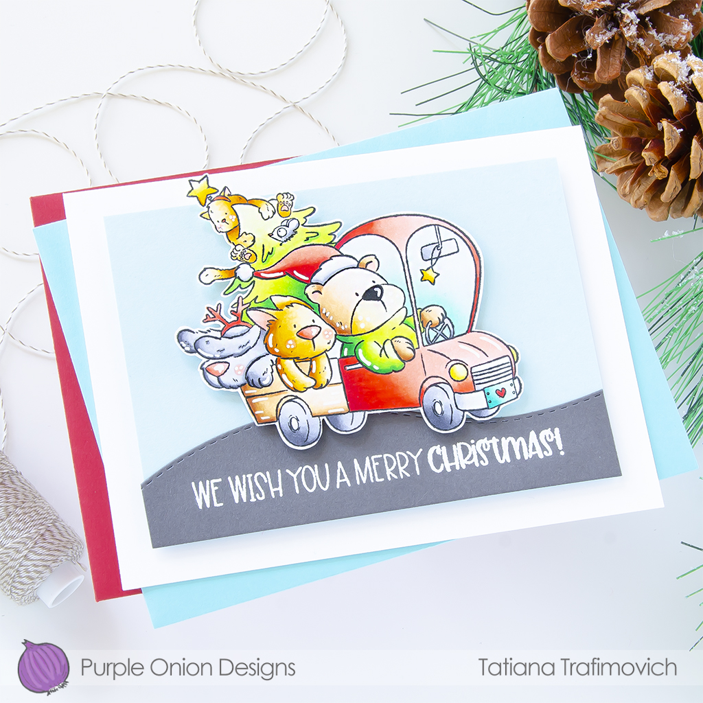 We Wish You A Merry Christmas! #handmade holiday card by Tatiana Trafimovich #tatianacraftandart #tatianagraphicdesign - stamps by Purple Onion Designs #purpleoniondesigns