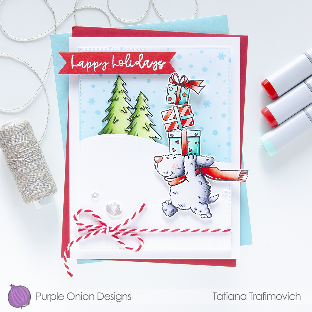 Happy Holidays! #handmade holiday card by Tatiana Trafimovich #tatianacraftandart #tatianagraphicdesign - stamps by Purple Onion Designs #purpleoniondesigns