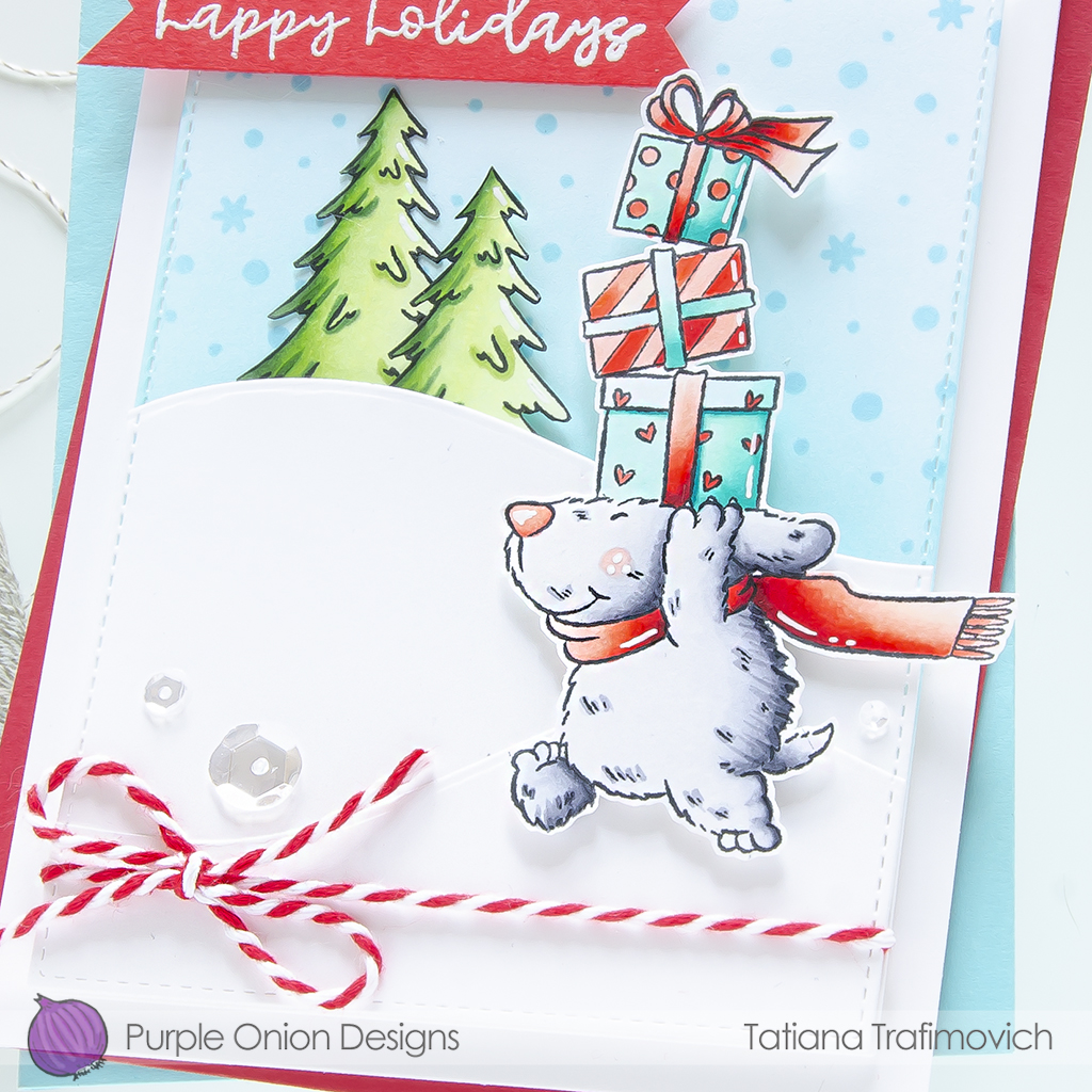 Happy Holidays! #handmade holiday card by Tatiana Trafimovich #tatianacraftandart #tatianagraphicdesign - stamps by Purple Onion Designs #purpleoniondesigns