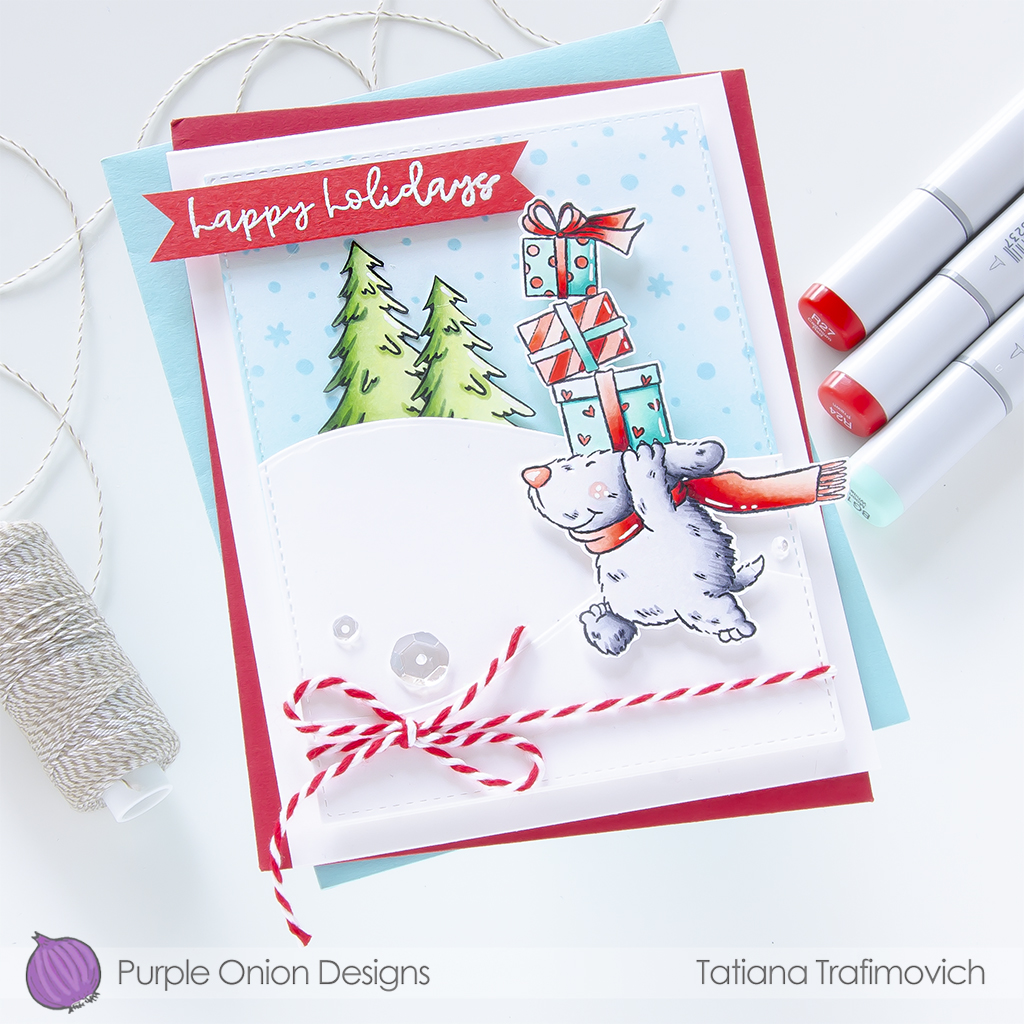 Happy Holidays! #handmade holiday card by Tatiana Trafimovich #tatianacraftandart #tatianagraphicdesign - stamps by Purple Onion Designs #purpleoniondesigns