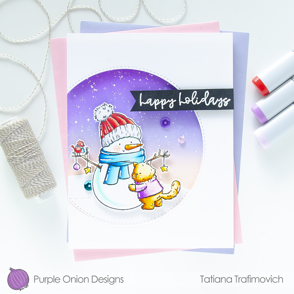 Happy Holidays!  #handmade holiday card by Tatiana Trafimovich #tatianacraftandart #tatianagraphicdesign - stamps by Purple Onion Designs #purpleoniondesigns