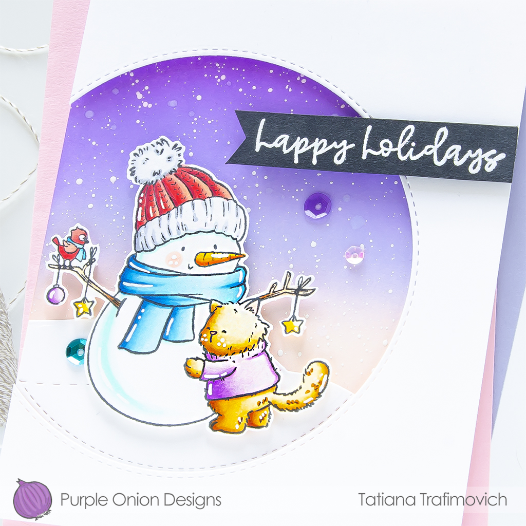 Happy Holidays! #handmade holiday card by Tatiana Trafimovich #tatianacraftandart #tatianagraphicdesign - stamps by Purple Onion Designs #purpleoniondesigns