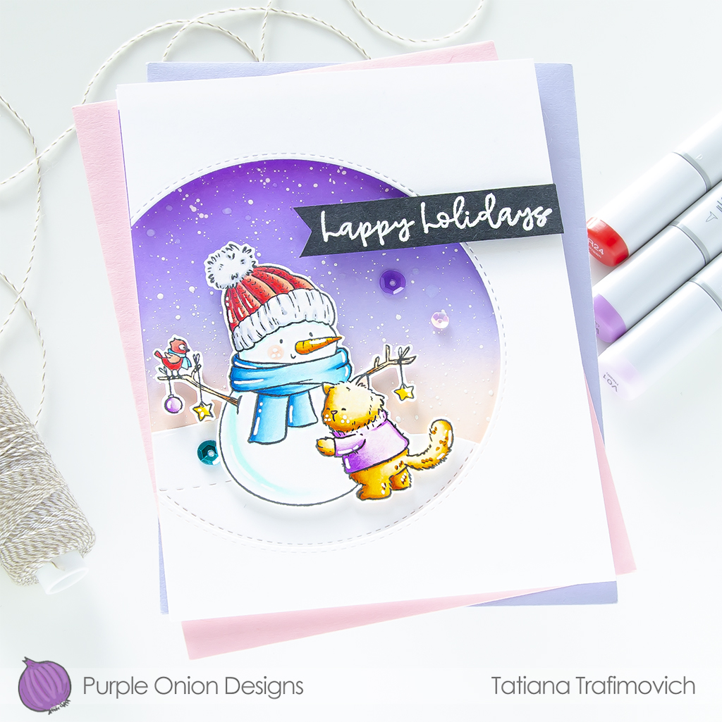 Happy Holidays! #handmade holiday card by Tatiana Trafimovich #tatianacraftandart #tatianagraphicdesign - stamps by Purple Onion Designs #purpleoniondesigns