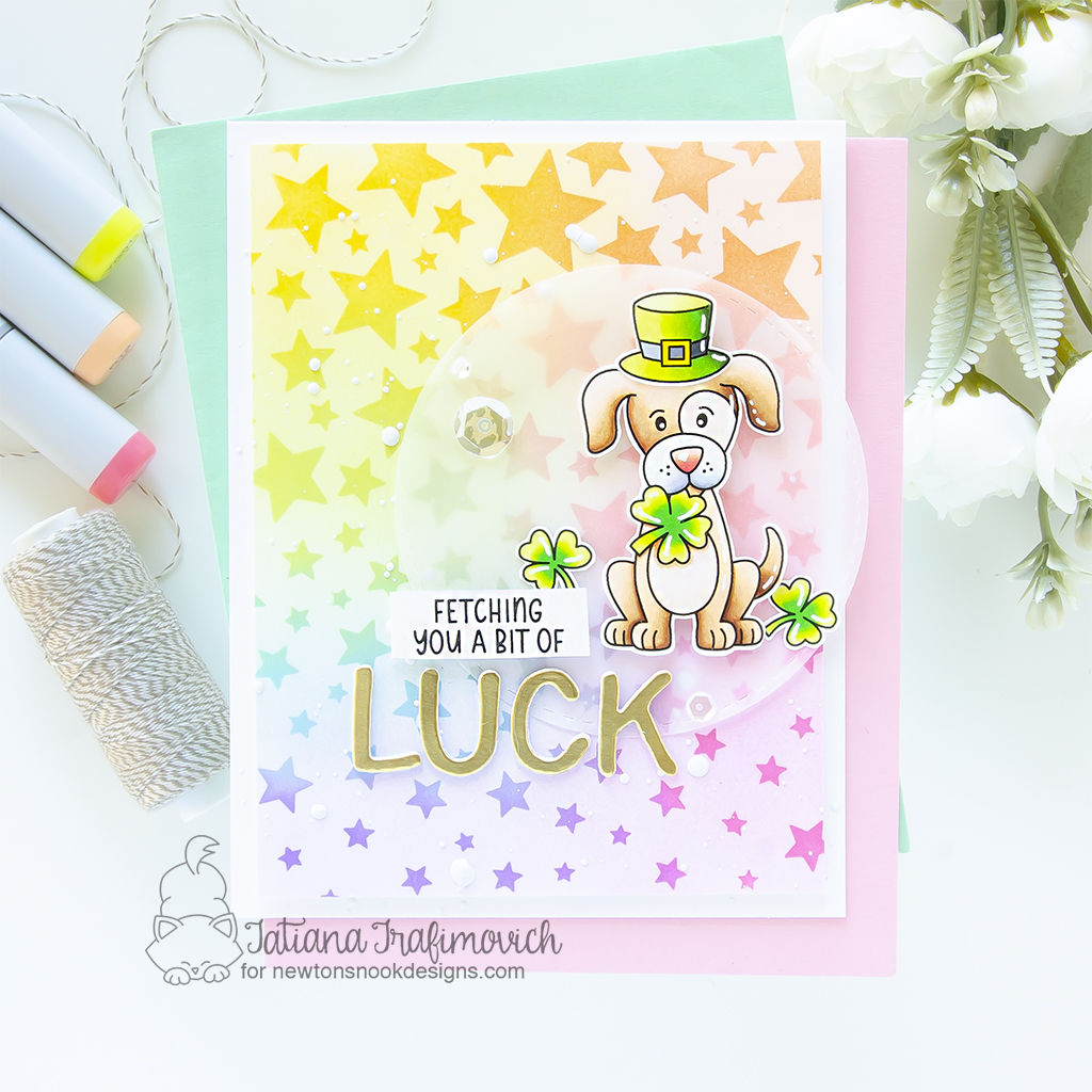 Fetching You A Bit Of LUCK #handmade card by Tatiana Trafimovich #tatianagraphicdesign #tatianacraftandart - Lucky Dog Stamp Set by Newton's Nook Designs #newtonsnook