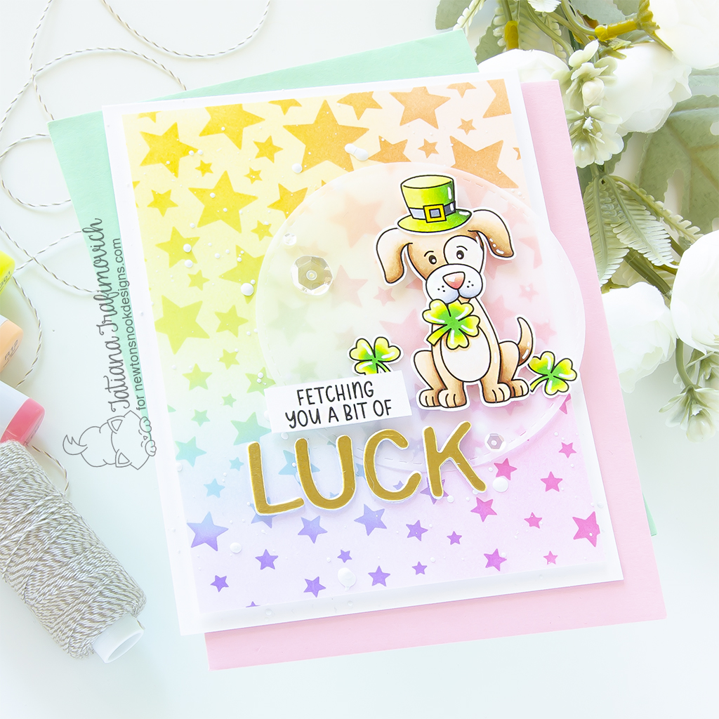 Fetching You A Bit Of LUCK #handmade card by Tatiana Trafimovich #tatianagraphicdesign #tatianacraftandart - Lucky Dog Stamp Set by Newton's Nook Designs #newtonsnook